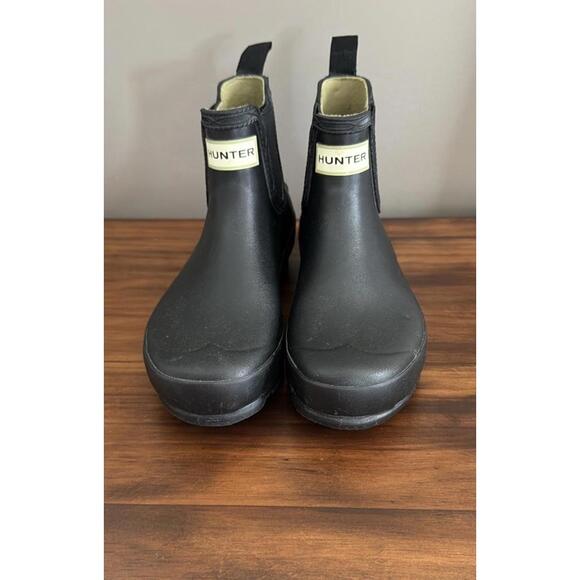 Hunter Original Chelsea Black Ankle Rubber Rain Boots Women's Size 6 - Picture 1 of 6
